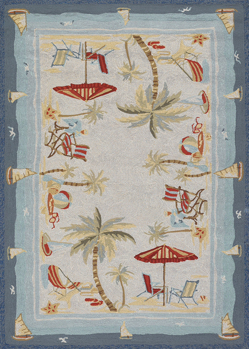 Couristan Outdoor Escape Anchors Away Navy Area Rug - 5'6 x 8